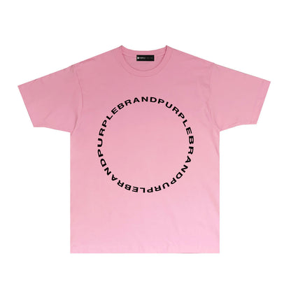 Purple Letter Circle Graphic T-Shirt Short Sleeve Casual Streetwear Tee PUR048