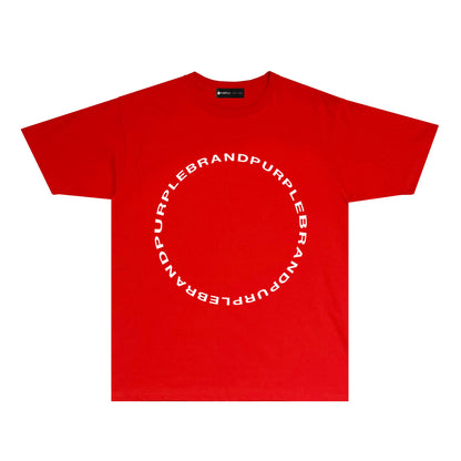 Purple Letter Circle Graphic T-Shirt Short Sleeve Casual Streetwear Tee PUR048