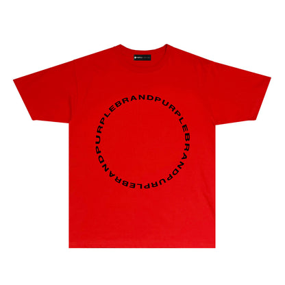 Purple Letter Circle Graphic T-Shirt Short Sleeve Casual Streetwear Tee PUR048