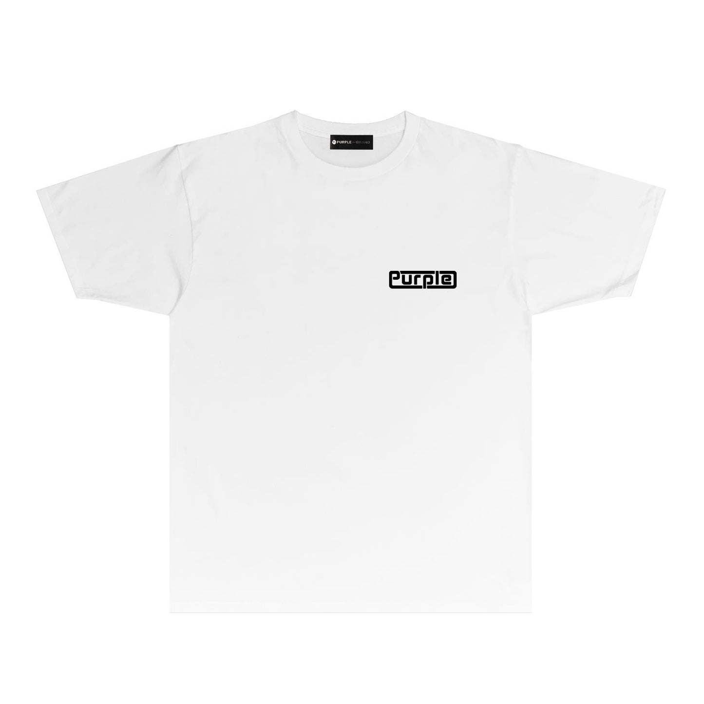 Purple Decorative Window Pattern Letter Graphic T-Shirt Short Sleeve Casual Streetwear Tee PUR049