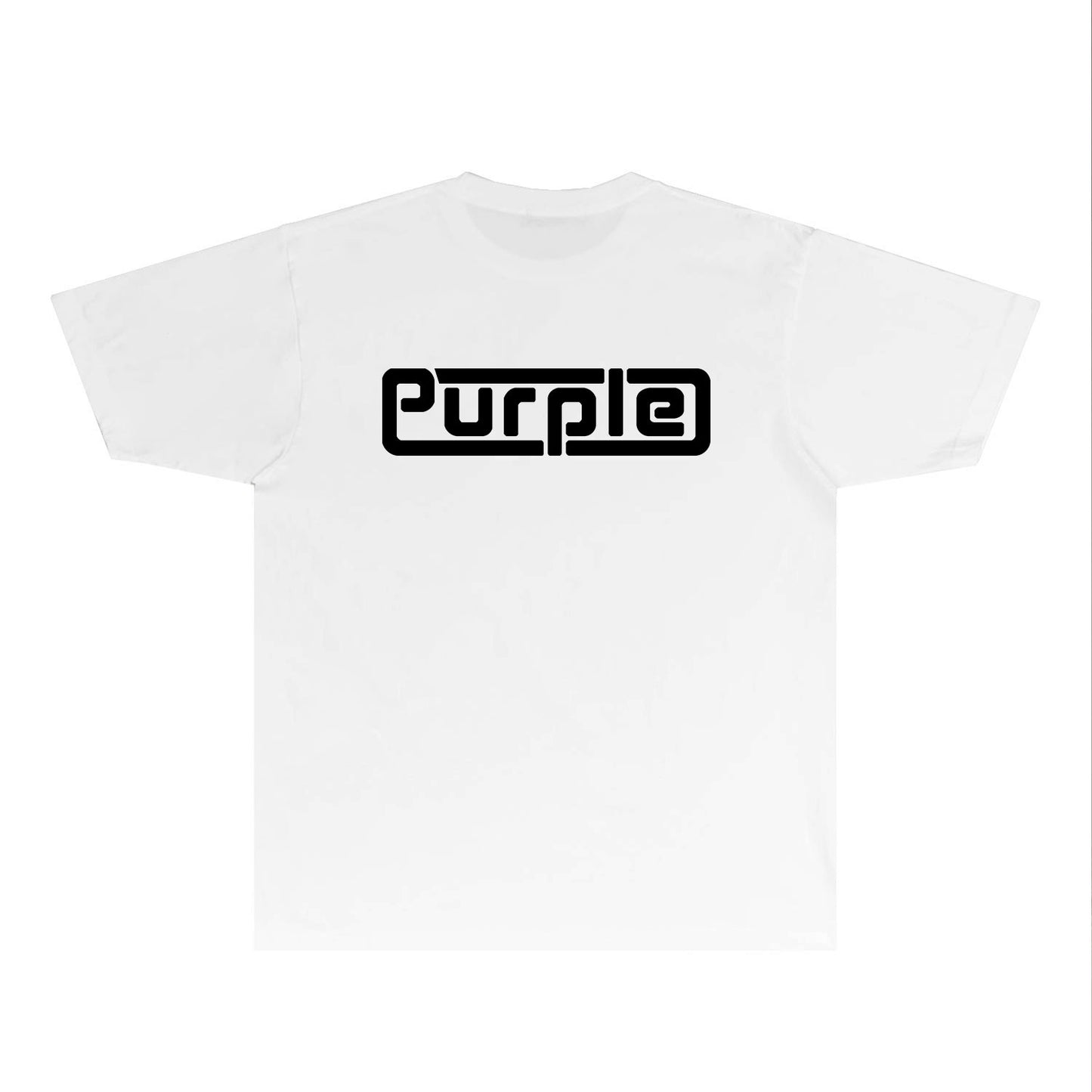 Purple Decorative Window Pattern Letter Graphic T-Shirt Short Sleeve Casual Streetwear Tee PUR049