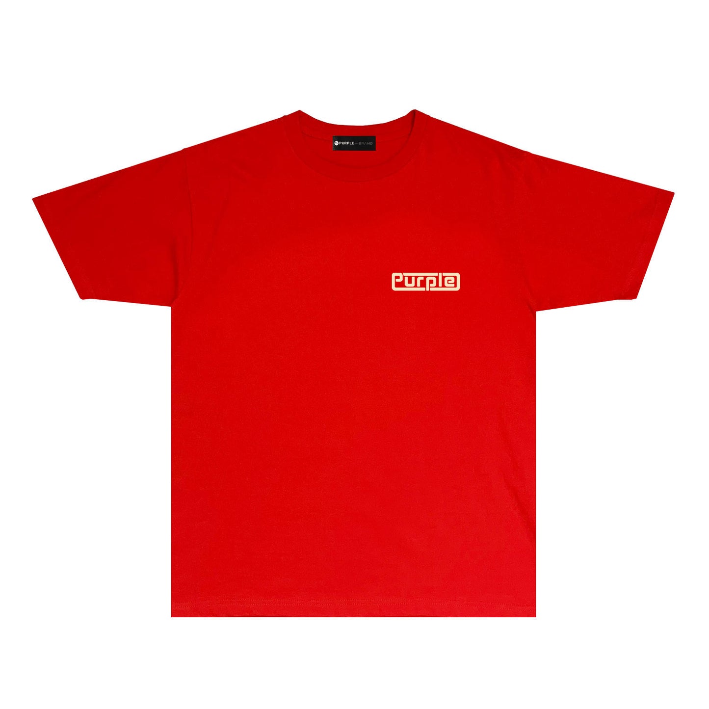 Purple Decorative Window Pattern Letter Graphic T-Shirt Short Sleeve Casual Streetwear Tee PUR049