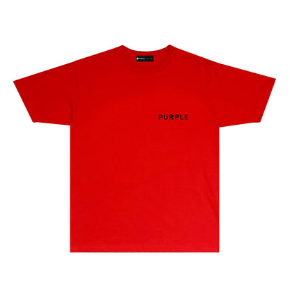Purple Thin Letter Graphic T-Shirt Short Sleeve Casual Streetwear Tee PUR050