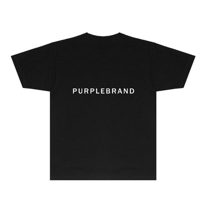 Purple Thin Letter Graphic T-Shirt Short Sleeve Casual Streetwear Tee PUR050