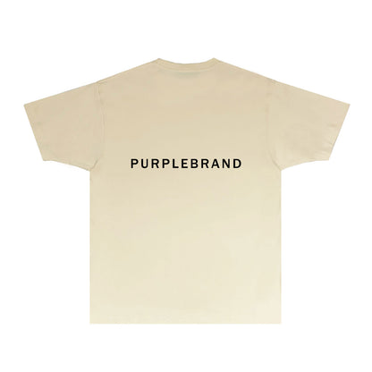 Purple Thin Letter Graphic T-Shirt Short Sleeve Casual Streetwear Tee PUR050