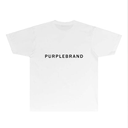 Purple Thin Letter Graphic T-Shirt Short Sleeve Casual Streetwear Tee PUR050