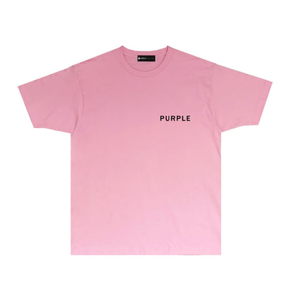 Purple Thin Letter Graphic T-Shirt Short Sleeve Casual Streetwear Tee PUR050