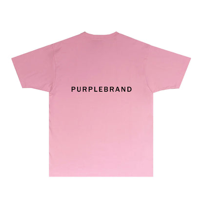 Purple Thin Letter Graphic T-Shirt Short Sleeve Casual Streetwear Tee PUR050