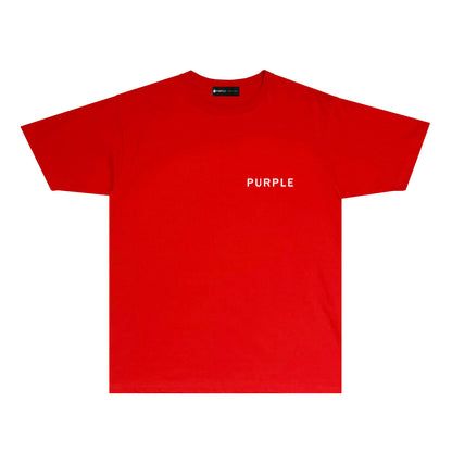 Purple Thin Letter Graphic T-Shirt Short Sleeve Casual Streetwear Tee PUR050