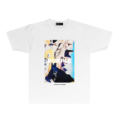 Purple Snow Mountain Graphic T-Shirt Short Sleeve Casual Streetwear Tee PUR051
