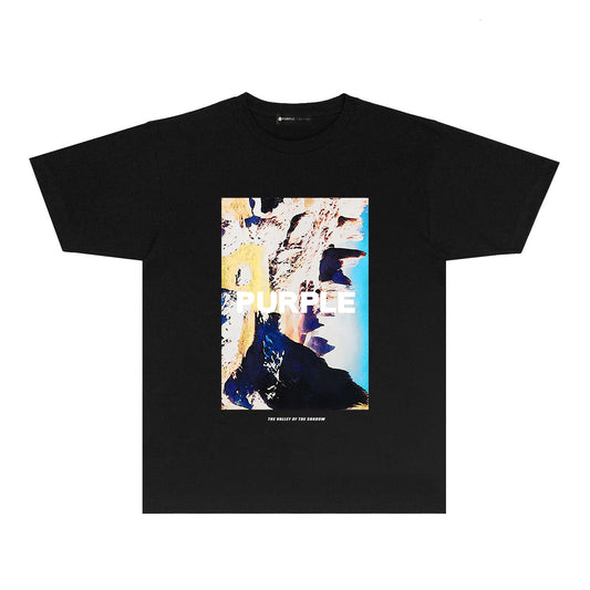 Purple Snow Mountain Graphic T-Shirt Short Sleeve Casual Streetwear Tee PUR051