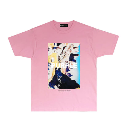 Purple Snow Mountain Graphic T-Shirt Short Sleeve Casual Streetwear Tee PUR051