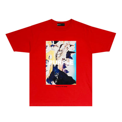 Purple Snow Mountain Graphic T-Shirt Short Sleeve Casual Streetwear Tee PUR051