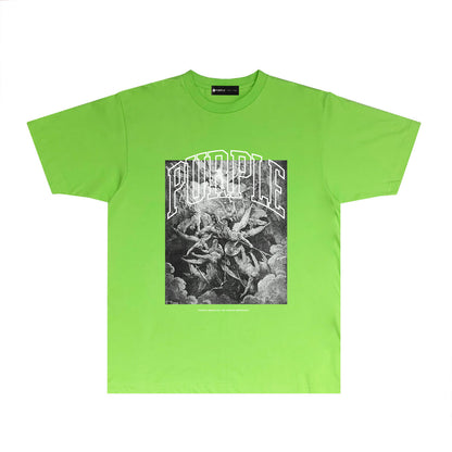 Purple Vintage Mural Graphic T-Shirt Short Sleeve Casual Streetwear Tee PUR052