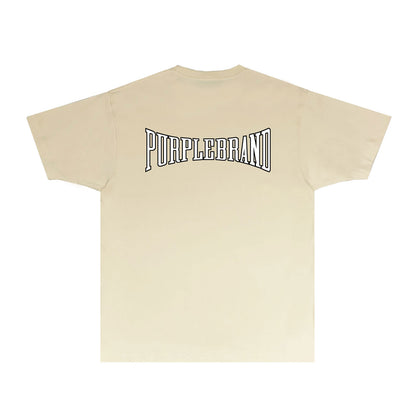Purple Inset Letter Graphic T-Shirt Short Sleeve Casual Streetwear Tee PUR053B