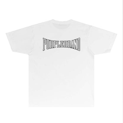Purple Inset Letter Graphic T-Shirt Short Sleeve Casual Streetwear Tee PUR053B