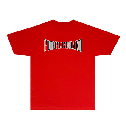 Purple Inset Letter Graphic T-Shirt Short Sleeve Casual Streetwear Tee PUR053B
