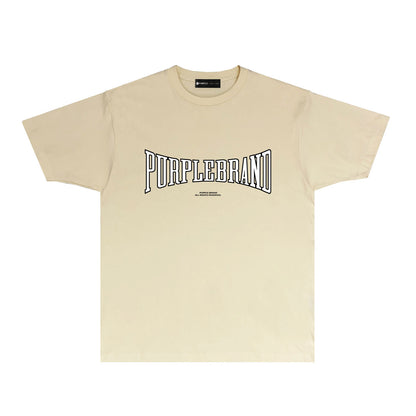 Purple Embossed Letter Graphic T-Shirt Short Sleeve Casual Streetwear Tee PUR053