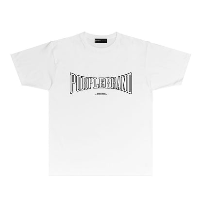 Purple Embossed Letter Graphic T-Shirt Short Sleeve Casual Streetwear Tee PUR053