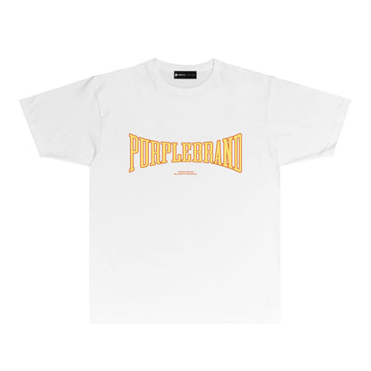 Purple Embossed Letter Graphic T-Shirt Short Sleeve Casual Streetwear Tee PUR053