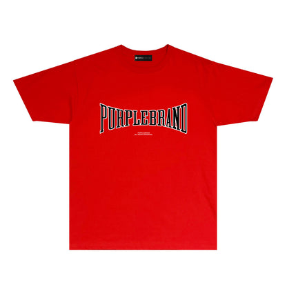Purple Embossed Letter Graphic T-Shirt Short Sleeve Casual Streetwear Tee PUR053