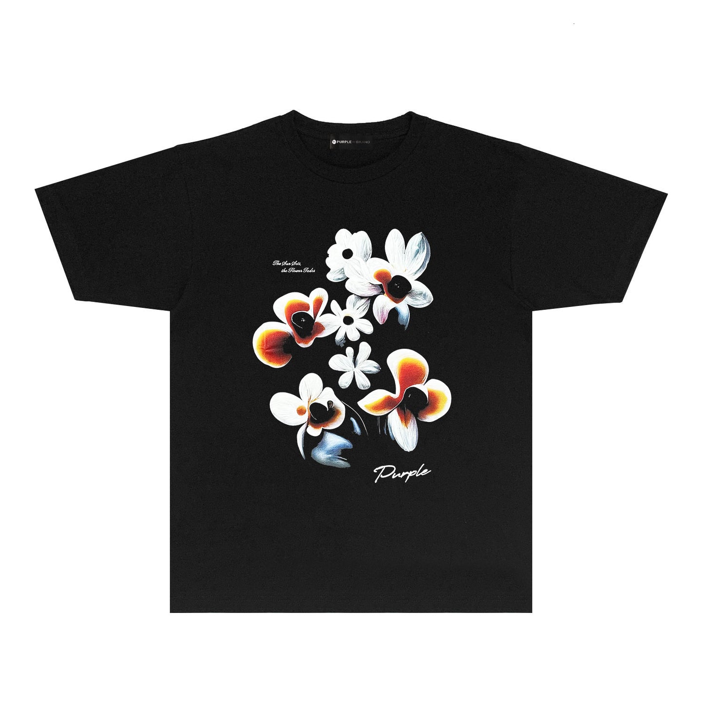 Purple Mountain Flower Graphic T-Shirt Short Sleeve Casual Streetwear Tee PUR054