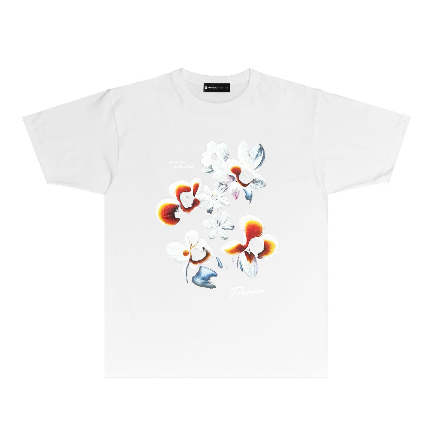Purple Mountain Flower Graphic T-Shirt Short Sleeve Casual Streetwear Tee PUR054