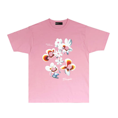 Purple Mountain Flower Graphic T-Shirt Short Sleeve Casual Streetwear Tee PUR054