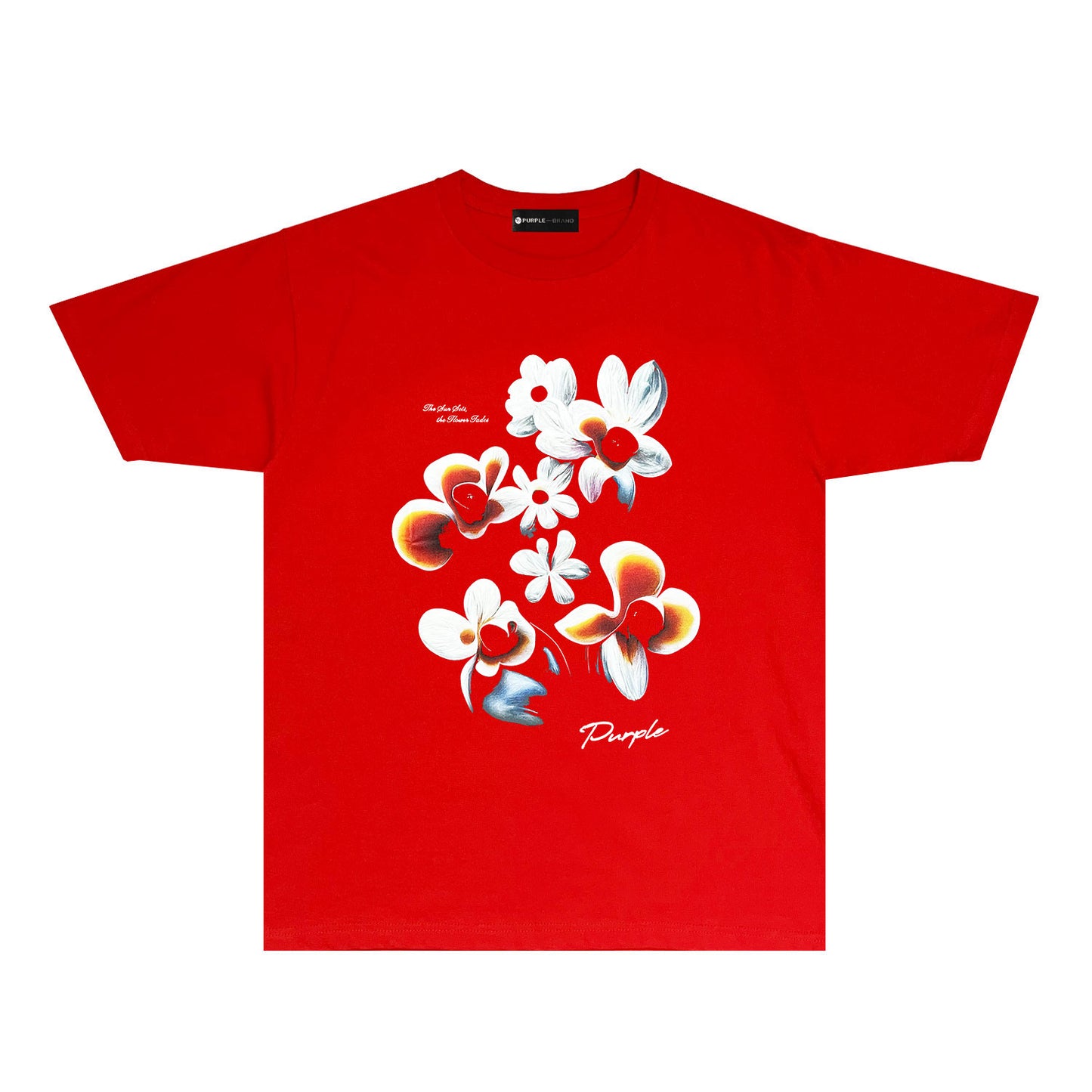 Purple Mountain Flower Graphic T-Shirt Short Sleeve Casual Streetwear Tee PUR054