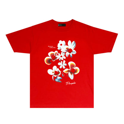 Purple Mountain Flower Graphic T-Shirt Short Sleeve Casual Streetwear Tee PUR054