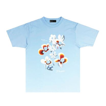 Purple Mountain Flower Graphic T-Shirt Short Sleeve Casual Streetwear Tee PUR054