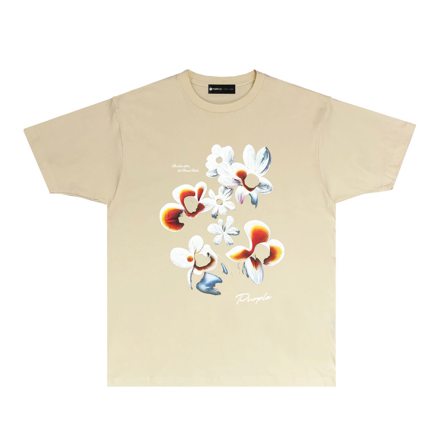 Purple Mountain Flower Graphic T-Shirt Short Sleeve Casual Streetwear Tee PUR054