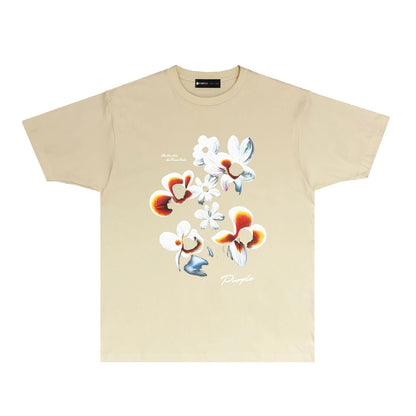 Purple Mountain Flower Graphic T-Shirt Short Sleeve Casual Streetwear Tee PUR054