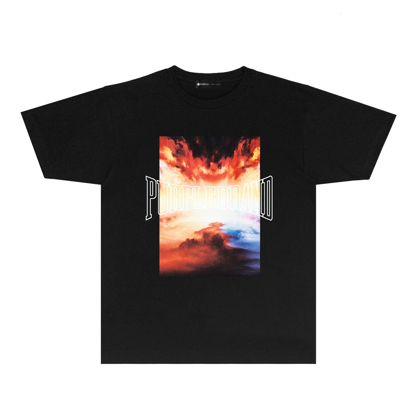 Purple Burning Cloud Graphic T-Shirt Short Sleeve Casual Streetwear Tee PUR056