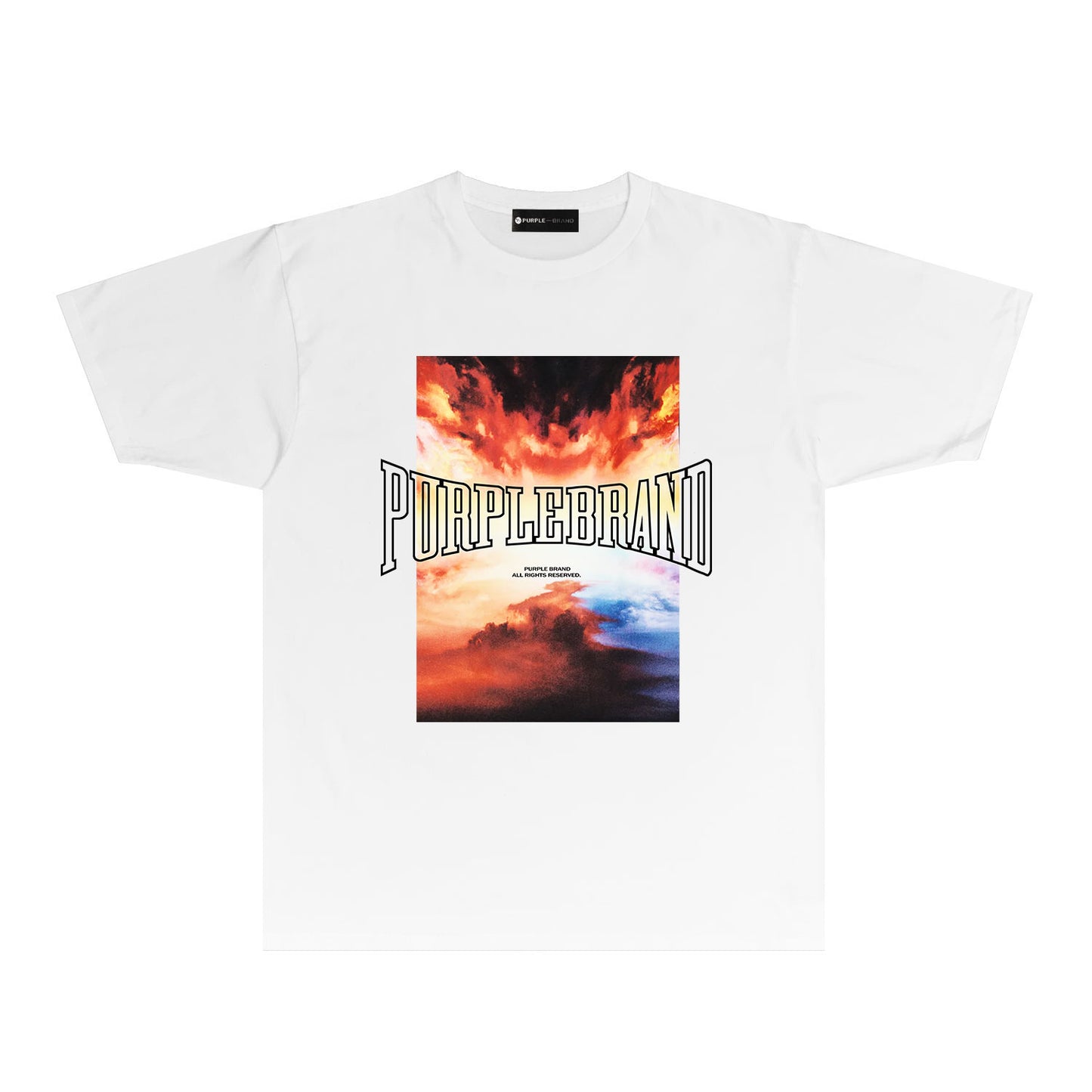 Purple Burning Cloud Graphic T-Shirt Short Sleeve Casual Streetwear Tee PUR056