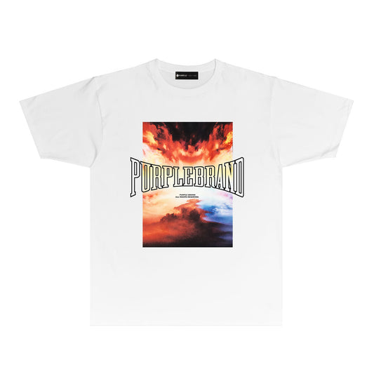 Purple Burning Cloud Graphic T-Shirt Short Sleeve Casual Streetwear Tee PUR056