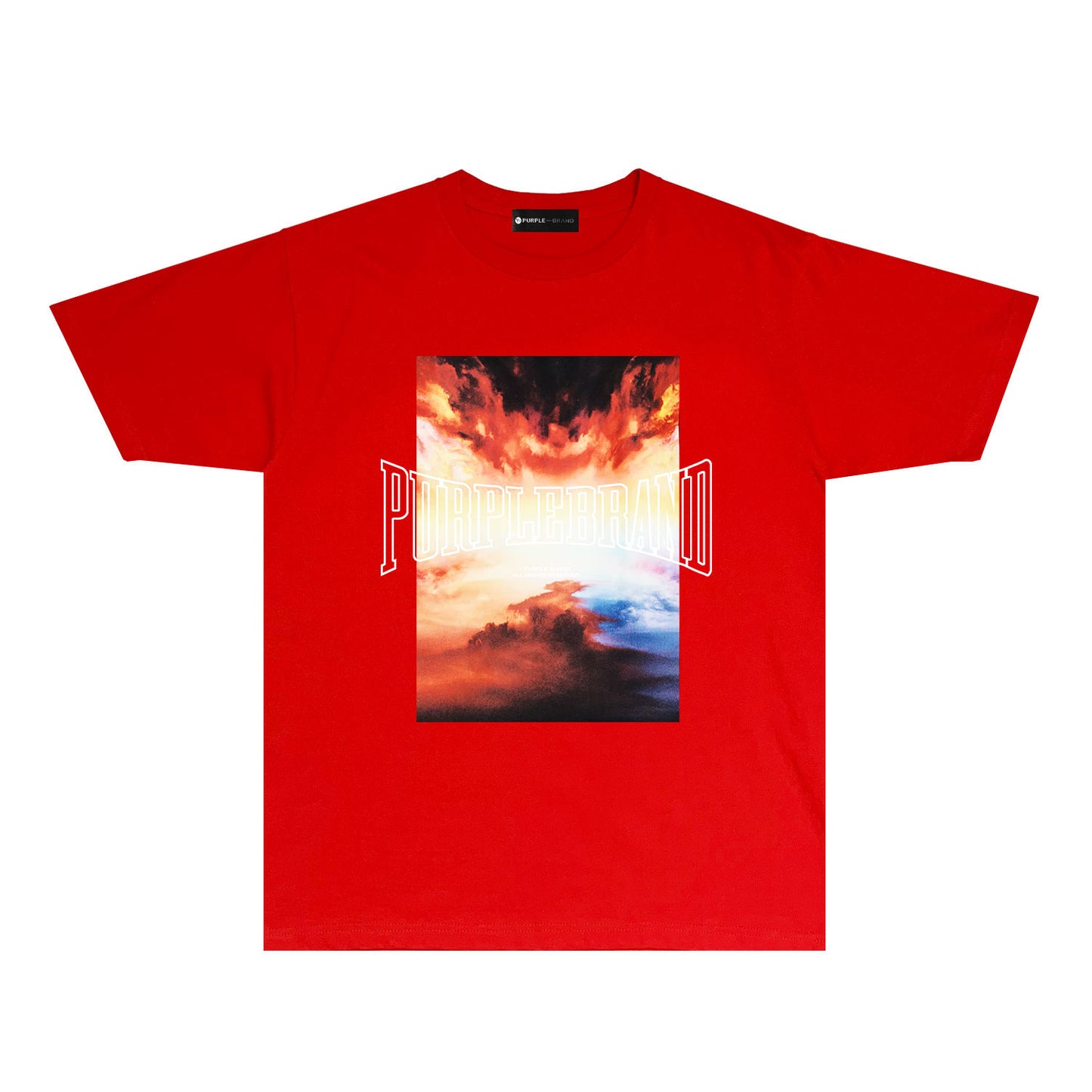 Purple Burning Cloud Graphic T-Shirt Short Sleeve Casual Streetwear Tee PUR056