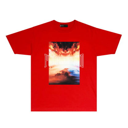 Purple Burning Cloud Graphic T-Shirt Short Sleeve Casual Streetwear Tee PUR056