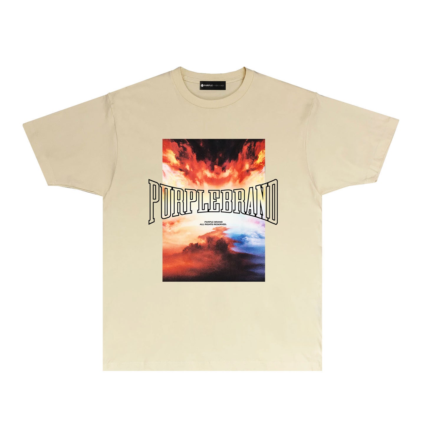Purple Burning Cloud Graphic T-Shirt Short Sleeve Casual Streetwear Tee PUR056