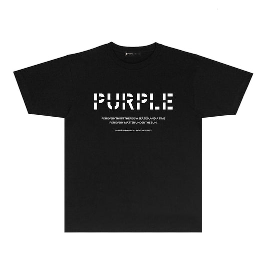 Purple Cutout Letter Graphic T-Shirt Short Sleeve Casual Streetwear Tee PUR057