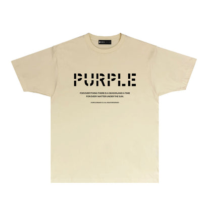 Purple Cutout Letter Graphic T-Shirt Short Sleeve Casual Streetwear Tee PUR057