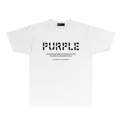 Purple Cutout Letter Graphic T-Shirt Short Sleeve Casual Streetwear Tee PUR057
