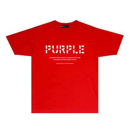 Purple Cutout Letter Graphic T-Shirt Short Sleeve Casual Streetwear Tee PUR057