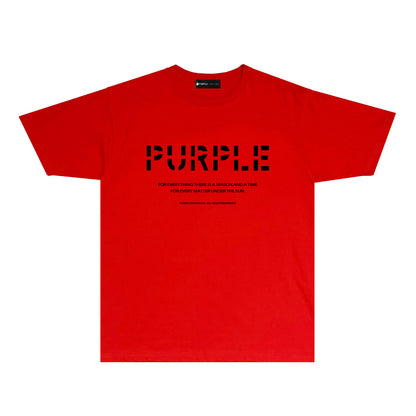 Purple Cutout Letter Graphic T-Shirt Short Sleeve Casual Streetwear Tee PUR057