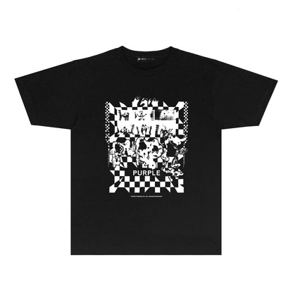 Purple Scream Sketch Graphic T-Shirt Short Sleeve Casual Streetwear Tee PUR059