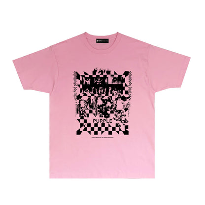 Purple Scream Sketch Graphic T-Shirt Short Sleeve Casual Streetwear Tee PUR059