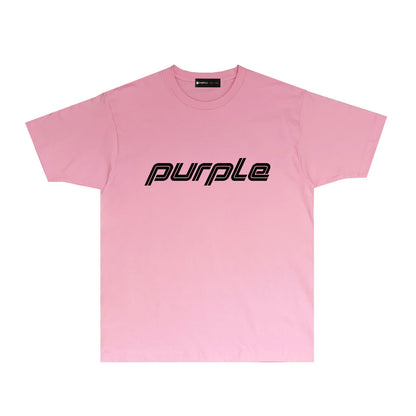 Purple Artistic Letter Graphic T-Shirt Short Sleeve Casual Streetwear Tee PUR060