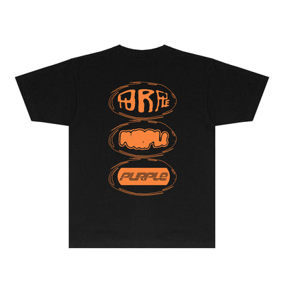 Purple Orange Letter Graphic T-Shirt Short Sleeve Casual Streetwear Tee PUR061