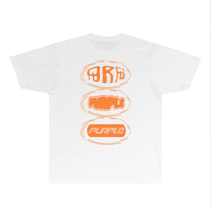 Purple Orange Letter Graphic T-Shirt Short Sleeve Casual Streetwear Tee PUR061