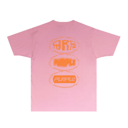 Purple Orange Letter Graphic T-Shirt Short Sleeve Casual Streetwear Tee PUR061